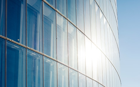 Glass building in the sun